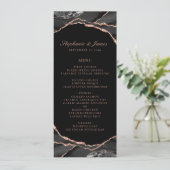 Elegant Black Roos Gold Foil Agate Wedding Menu (Staand voorkant)