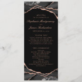 Elegant Black Roos Gold Foil Agate Wedding Programmakaart (Voorkant)