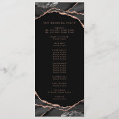 Elegant Black Roos Gold Foil Agate Wedding Programmakaart (Achterkant)