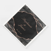 Elegant Black Roos Gold Foil Agate Wedding Servet (Hoek)
