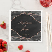 Elegant Black Roos Gold Foil Agate Wedding Servet (Insitu)