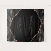 Elegant Black Roos Gold Foil Agate Wedding Wandkleed (Voorkant (horizontaal))