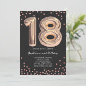 Elegant Black Roos Gold Glitter 18th Girl Birthday Kaart (Staand voorkant)