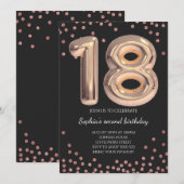 Elegant Black Roos Gold Glitter 18th Girl Birthday Kaart (Voorkant / Achterkant)