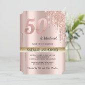 Elegant Black roos Gold Glitter 50th Birthday Kaart (Staand voorkant)