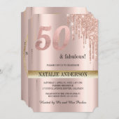 Elegant Black roos Gold Glitter 50th Birthday Kaart (Voorkant / Achterkant)