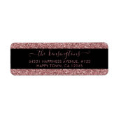 Elegant Black Roos Gold Glitter Sparkle Etiket (Voorkant)
