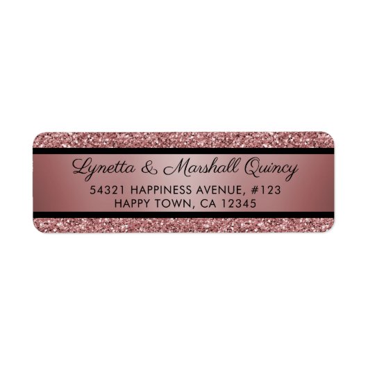 Elegant Black Roos Gold Glitter Sparkle Etiket (Voorkant)