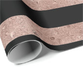 Elegant Black Roos Gold Glitter Striped Cadeaupapier (Rol Hoek)