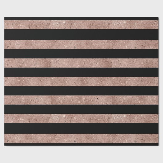 Elegant Black Roos Gold Glitter Striped Cadeaupapier (Zoom)