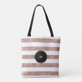 Elegant Black Roos Gold Glitter Striped Monogram Tote Bag (Achterkant)