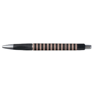Elegant Black Roos Gold Glitter Striped Pen