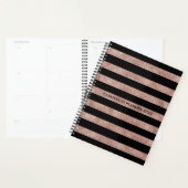 Elegant Black Roos Gold Glitter Striped Planner (Display)