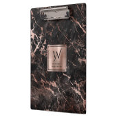Elegant Black Roos Gold Marble Monogram Klembord (Links)