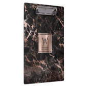 Elegant Black Roos Gold Marble Monogram Klembord (Rechts)
