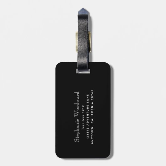 Elegant Black Roos Gold Marble Monogram Verticaal Bagagelabel (Achterkant verticaal)