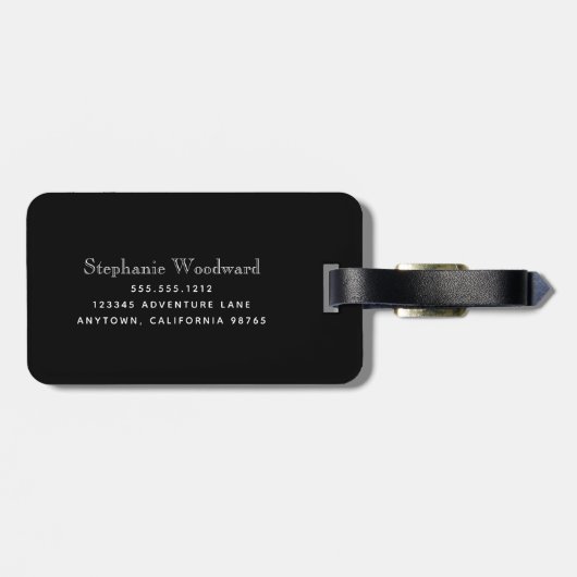 Elegant Black Roos Gold Marble Monogram Verticaal Bagagelabel (Achterkant horizontaal)