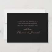 Elegant Black Roos Gold Modern Script Weddenschap Bedankkaart (Achterkant)