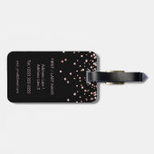 Elegant Black Roos Gold Monogram naam Letter 'N' Bagagelabel (Achterkant horizontaal)