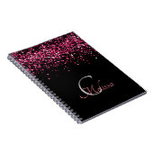 Elegant Black Roos Gold Monogram naam Notitieboek (Rechterzijde)