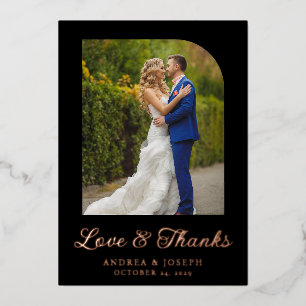 Elegant Black & Roos Gold Photo Wedding Folie Uitnodiging