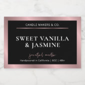 Elegant Black & Roos Gold productverpakkingslabel Voedselcontainer Etiket (Enkel label)