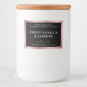 Elegant Black & Roos Gold productverpakkingslabel Voedselcontainer Etiket (Voorkant)