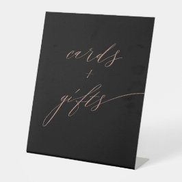 Elegant Black Roos Gold Script-kaarten — cadeaus Reclamebord Met Voetstuk