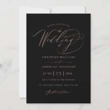 Elegant Black Roos Gold Script Minimalist Weddensc