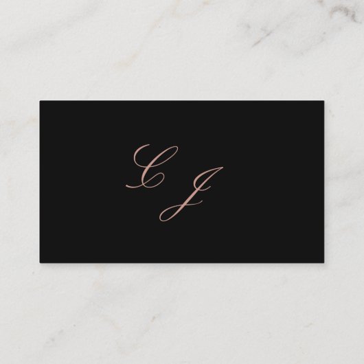 Elegant Black Roos Gold Script Monogram Weddenscha Plaatskaartje (Achterkant)