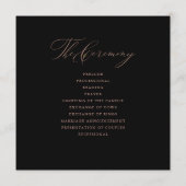 Elegant Black Roos Gold Script Typography Weddensc Programmakaart (Achterkant)