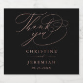 Elegant Black Roos Gold Script Weddenschap Sparkling Wijnetiket (Enkel label)