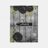 Elegant Black Roos Paris Style - Personaliseer uw  Fleece Deken (Voorkant)