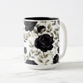 Elegant Black Roos Tweekleurige Koffiemok (Voorkant rechts)