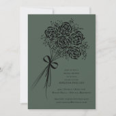 Elegant Black Rose Bouquet Vrijgezellenfeest Kaart (Voorkant)