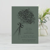 Elegant Black Rose Bouquet Vrijgezellenfeest Kaart (Staand voorkant)