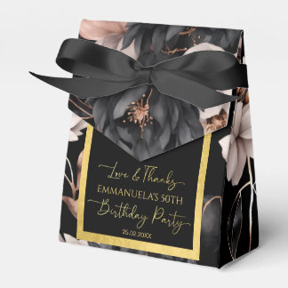 Elegant black rose gold birthday favors template bedankdoosjes