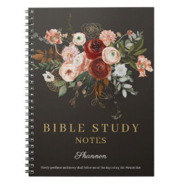 Elegant Black Rose Gold Floral Custom Bible Study Notitieboek