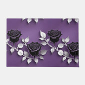 Elegant Black Roses With Silver Leaves Deurmat (Voorkant)