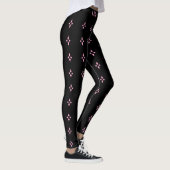 Elegant Black & Roze Abstract Diamond Patroon Leggings (Rechts)