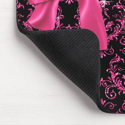 Elegant Black Roze Damask Diamond Bow - Aangepast Muismat (Hoek)