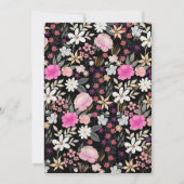 Elegant Black Roze Wildbloemen Boho Floral Paint Kaart (Achterkant)