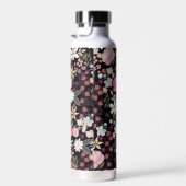 Elegant Black Roze Wildbloemen Boho Floral Paint Waterfles (Rechts)