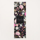 Elegant Black Roze Wildbloemen Boho Floral Paint Yogamat (Voorkant)