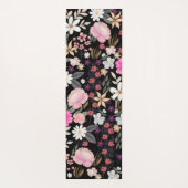 Elegant Black Roze Wildbloemen Boho Floral Paint Yogamat (Achterkant)