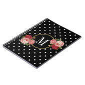 Elegant Black  Rozen Flowers Stippen Monogram Notitieboek (Linkerzijde)