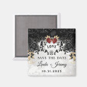 Elegant Black Rozen Ravens Halloween Wedding Magneet (Voorkant / Achterkant)