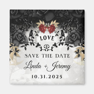 Elegant Black Rozen Ravens Halloween Wedding Magneet