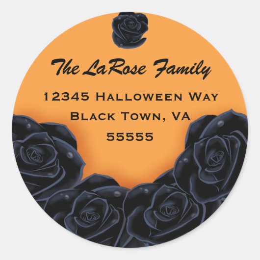 Elegant Black Rozen Ronde Sticker (Voorkant)