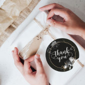 Elegant Black Rozen Ronde Sticker